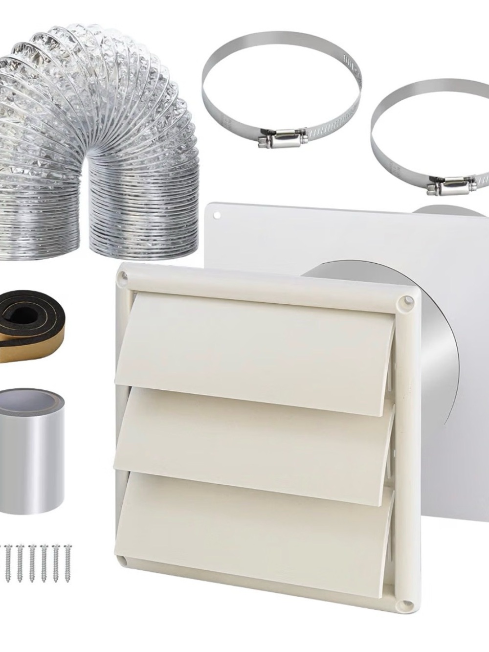 White Exterior Vent Hood with Backdraft Damper for Dryer & Exhaust
